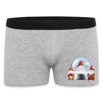 Schneekugel Santa Gnomes Jubel - Männer Boxer Shorts - Grau meliert - Vorne
