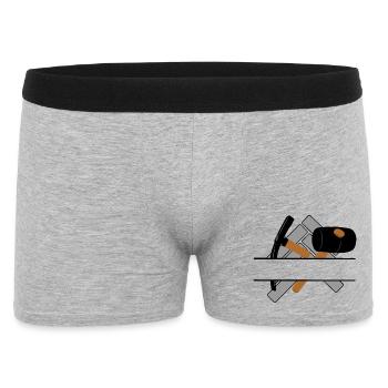 Pflastererlogo mit transparenter Stange dazwischen - Männer Boxer Shorts - Grau meliert - Vorne