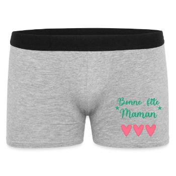 MAMAN. FÊTE DES MÈRES. BONNE FÊTE MAMAN. JE T'AIME - Boxer Homme - gris chiné - Devant