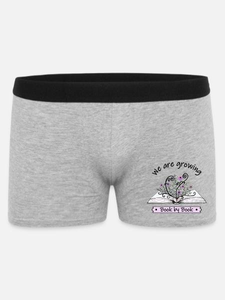 Des fleurs roses poussent à livre ouvert avec citation - Boxer Homme - gris chiné