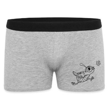 Ausmalbild Vogel mit Schmetterling - Männer Boxer Shorts - Grau meliert - Vorne