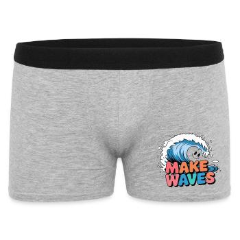 Vibrant Surf Wave with Make Waves Text - Men's Boxer Shorts - heather grey - Front