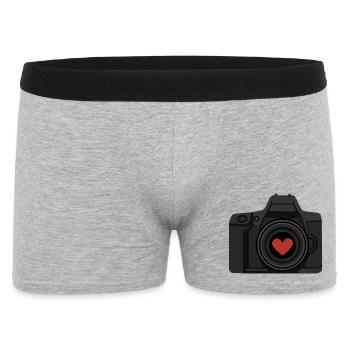 Fotoliebe-Kamera mit Herz für wahre Fotografiefans - Männer Boxer Shorts - Grau meliert - Vorne