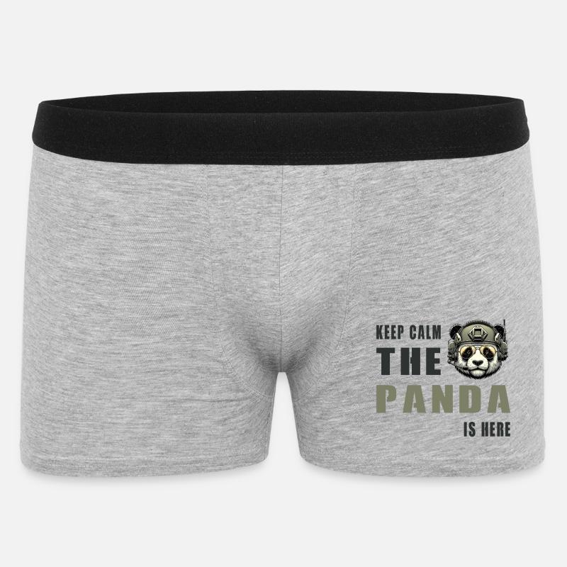 Panda tactique – Restez calme - Boxer Homme - gris chiné