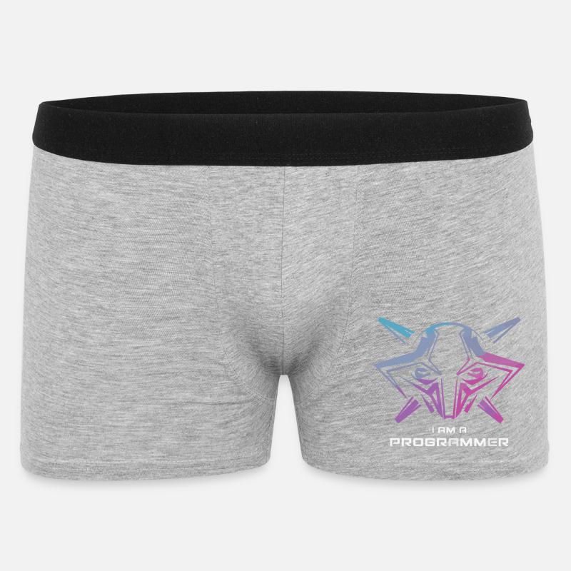 Futuristische Cyborg-Programmierer-Kunst - Männer Boxer Shorts - Grau meliert