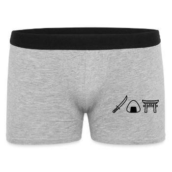 Minimalistisches Japan / Anime Shirt - Männer Boxer Shorts - Grau meliert - Vorne