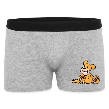 Ours de dessin animé joyeux assis - Boxer Homme - gris chiné - Devant