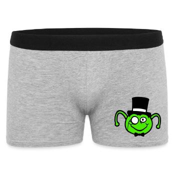 Mr. Raupe Zylinder Monokel Fliege Gentleman reich - Männer Boxer Shorts - Grau meliert - Vorne