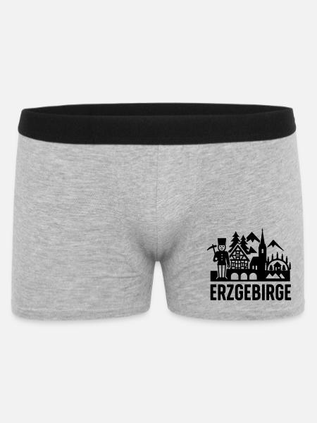 Erzgebirge typisch Silhouette - Männer Boxer Shorts - Grau meliert