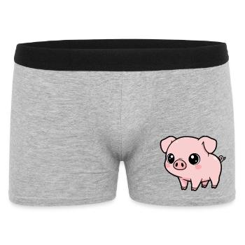 Kawaii Schwein Niedlich - Männer Boxer Shorts - Grau meliert - Vorne