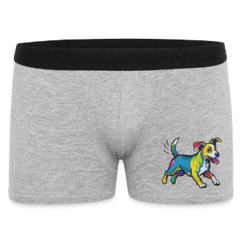 Colorful Sprinter Dog Illustration - Men's Boxer Shorts - heather grey - Front