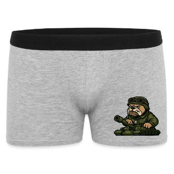 Bulldog Soldier Driving Tank Tough Mascot Art - Men's Boxer Shorts - heather grey - Front