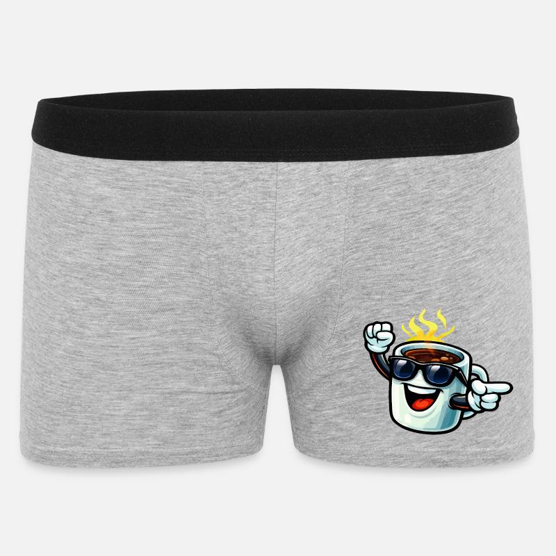 Kaffeetasse mit Sonnenbrille - Männer Boxer Shorts - Grau meliert