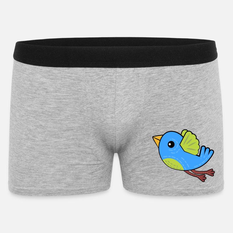 Kleiner Blauer Vogel - Männer Boxer Shorts - Grau meliert