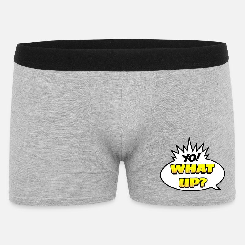 Yo! What Up? - Männer Boxer Shorts - Grau meliert