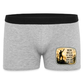 Dein Wille ist deine Waffe - Männer Boxer Shorts - Grau meliert - Vorne