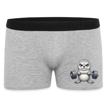 Robbe Seerobbe Gewichtheber Fitness Bodybuilder - Männer Boxer Shorts - Grau meliert - Vorne