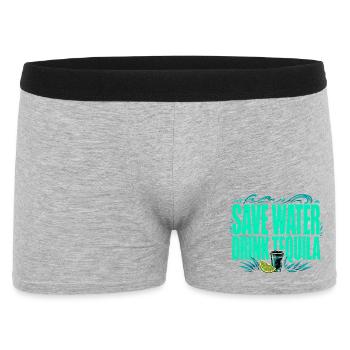 Spare Wasser, trink Tequila - Lustiges Shirt - Männer Boxer Shorts - Grau meliert - Vorne
