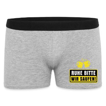 Ruhe Bitte Wir Saufen Lustiger Bier Spruch Party - Männer Boxer Shorts - Grau meliert - Vorne