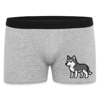 Pixel Wolf - Männer Boxer Shorts - Grau meliert - Vorne