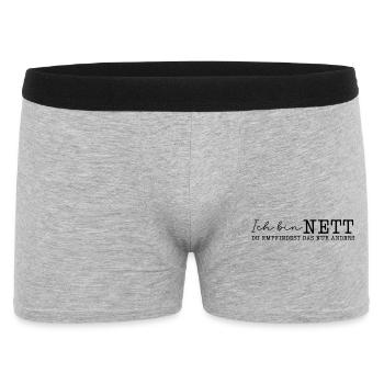Spruch Ich bin nett, du empfindest das nur anders - Männer Boxer Shorts - Grau meliert - Vorne