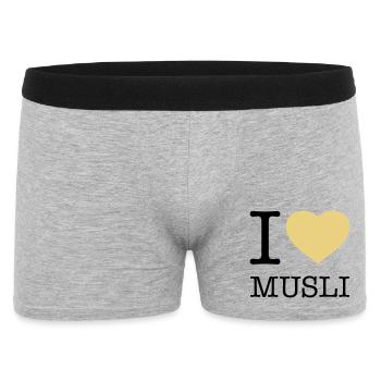 I LOVE MUSLI Müsli - Männer Boxer Shorts - Grau meliert - Vorne