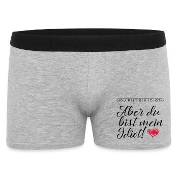 LIEBE / VALENTINSTAG: Mein Idiot - Männer Boxer Shorts - Grau meliert - Vorne