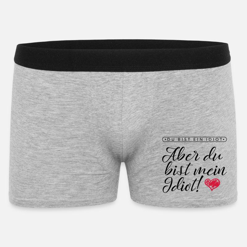 LIEBE / VALENTINSTAG: Mein Idiot - Männer Boxer Shorts - Grau meliert