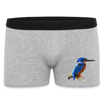 Kingfisher Bird Design Nature Fishing Gift - Men's Boxer Shorts - heather grey - Front
