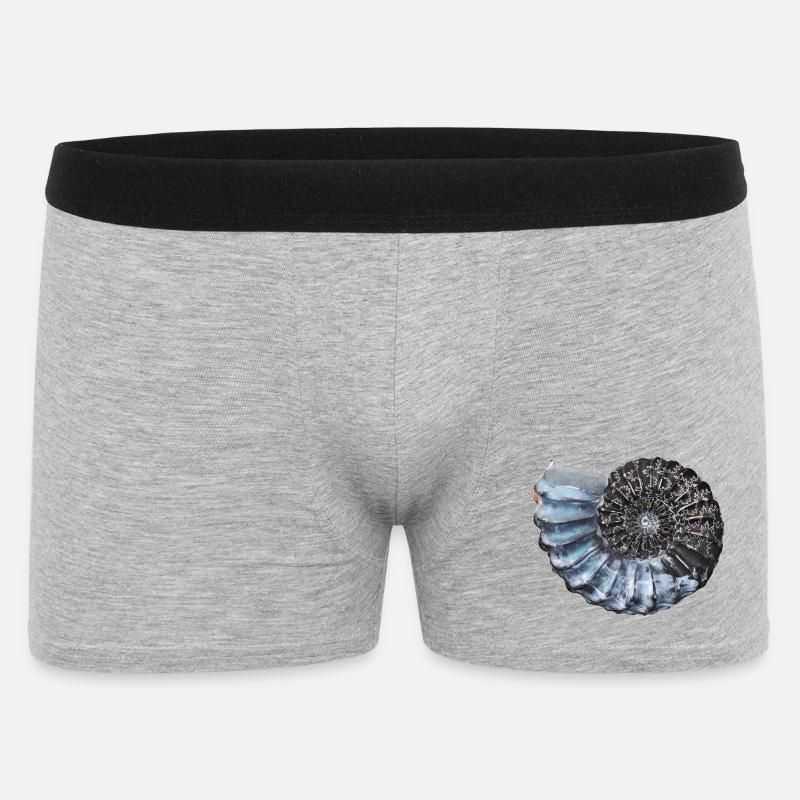 Ammonit mit wunderschöner Lobenlinie - Männer Boxer Shorts - Grau meliert