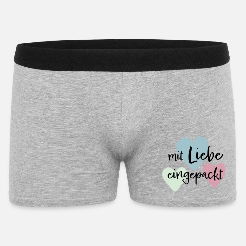 Mit liebe eingepackt - Männer Boxer Shorts - Grau meliert