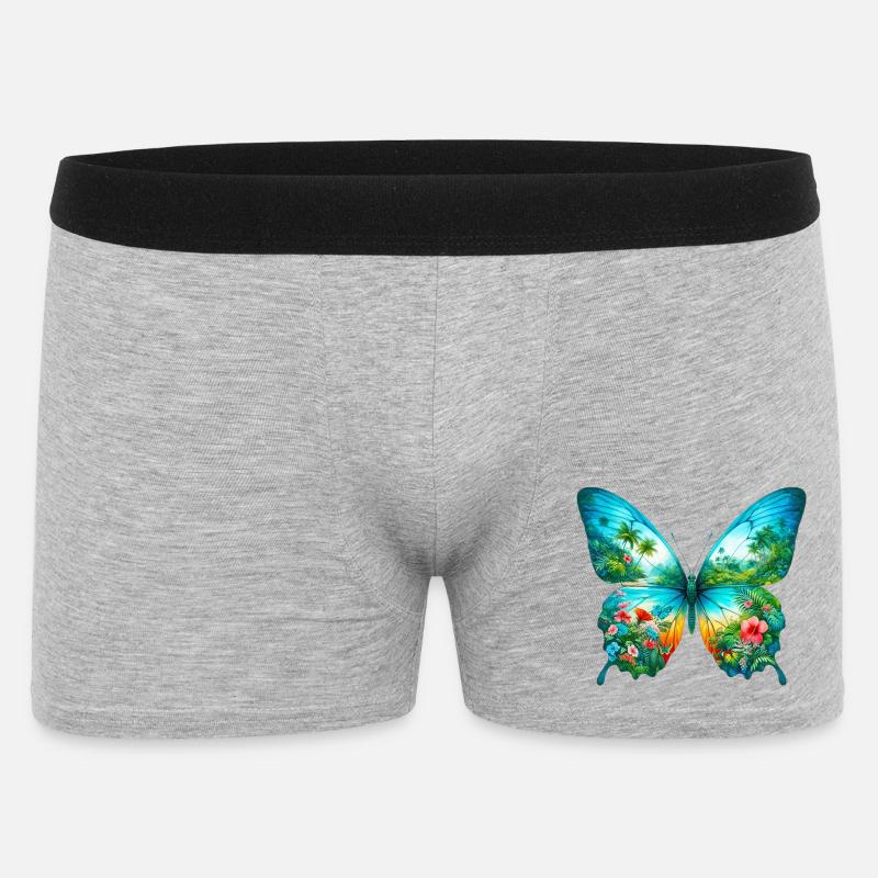 Schmetterling - Männer Boxer Shorts - Grau meliert