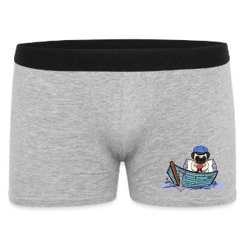 maritim Hund Boot Kapitän Matrose Ahoi - Männer Boxer Shorts - Grau meliert - Vorne