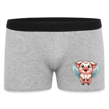 Domestic pig as angel with wings - Men's Boxer Shorts - heather grey - Front