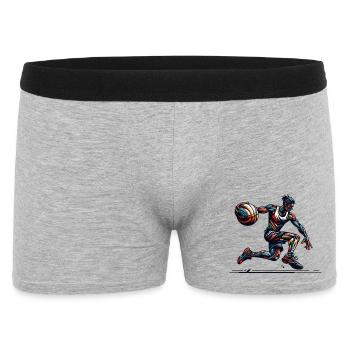 Basketballer in voller Aktion für Basketball Fans - Männer Boxer Shorts - Grau meliert - Vorne