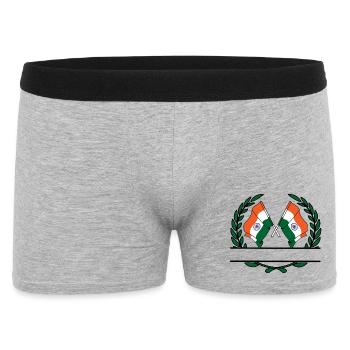 Flaggen Indien Lorbeerkranz-Banner - Männer Boxer Shorts - Grau meliert - Vorne