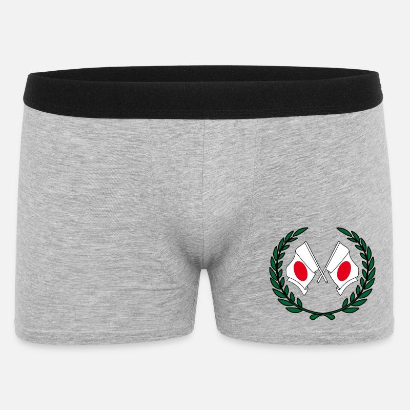 Flaggen Japans im Lorbeerkranz - Männer Boxer Shorts - Grau meliert