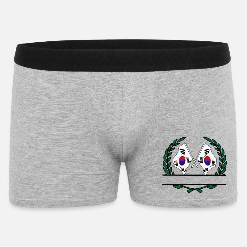 Flaggen Südkoreas Lorbeerkranz-Banner - Männer Boxer Shorts - Grau meliert