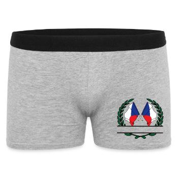 Drapeaux République tchèque couronne de laurier bannière - Boxer Homme - gris chiné - Devant