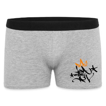 Graffiti Tag Enterrement de vie de garçon Crew King 02 2C - Boxer Homme - gris chiné - Devant