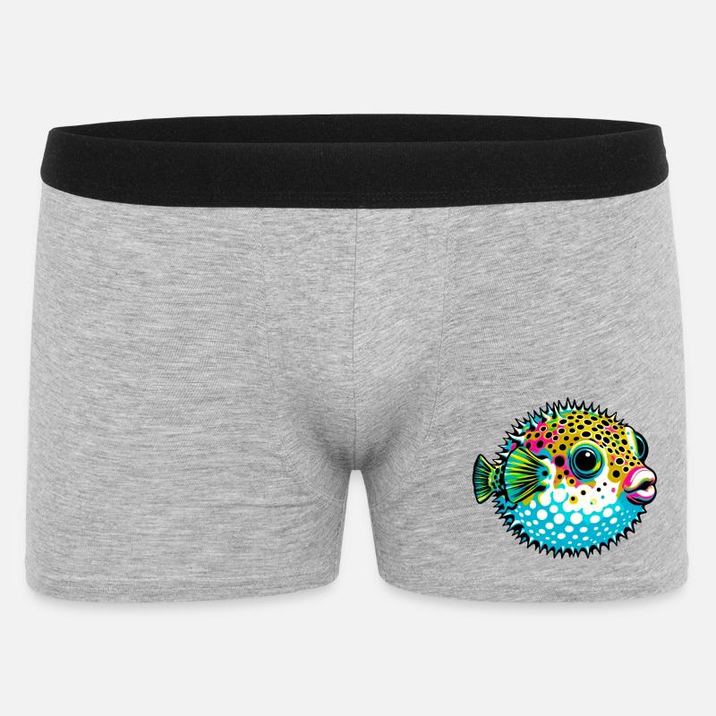 Kugelfisch - Männer Boxer Shorts - Grau meliert