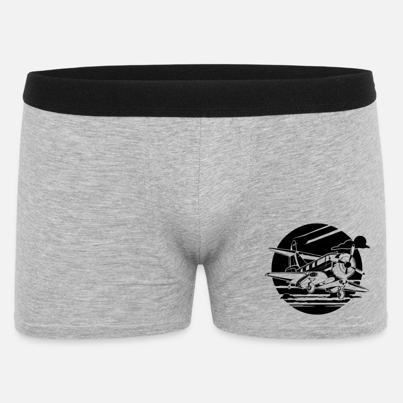 Propellerflugzeug Zeichnung - Männer Boxer Shorts - Grau meliert