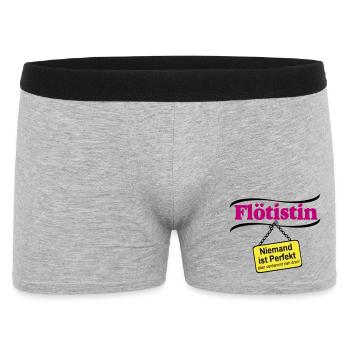Flötistin Pink – Niemand ist Perfekt - Männer Boxer Shorts - Grau meliert - Vorne