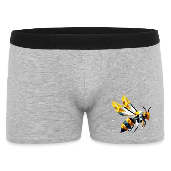 geometrische Biene, in modernem Polygon-Stil - Männer Boxer Shorts - Grau meliert - Vorne