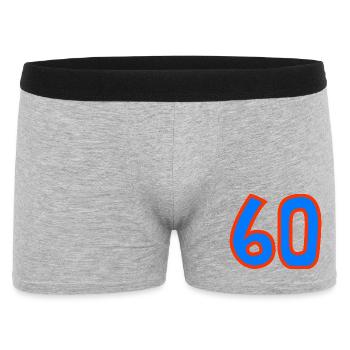 60. 60 JAHRE. 60-JÄHRIGES JUBILÄUM. 60. GEBURTSTAG. - Männer Boxer Shorts - Grau meliert - Vorne