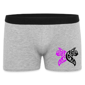 Katzen Tribal Kater Design - Männer Boxer Shorts - Grau meliert - Vorne