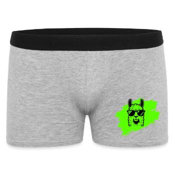 Llama or alpaca with sunglasses in neon style - Men's Boxer Shorts - heather grey - Front