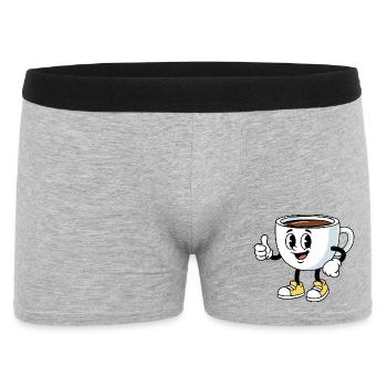 Cartoon Kaffeetasse Lustiger Kaffee Comic - Männer Boxer Shorts - Grau meliert - Vorne