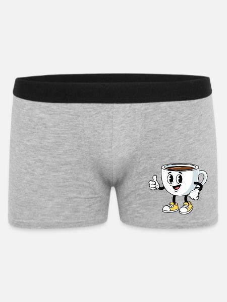 Cartoon Coffee Cup Funny Coffee Comic - Men's Boxer Shorts - heather grey