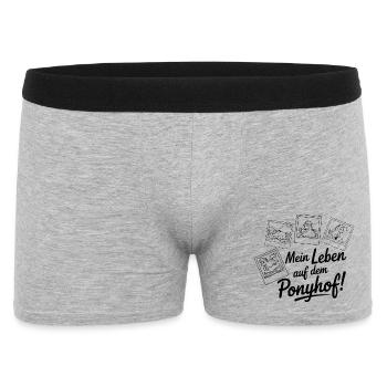 Mein Leben auf dem Ponyhof – Lustiges Pferde Shirt - Männer Boxer Shorts - Grau meliert - Vorne